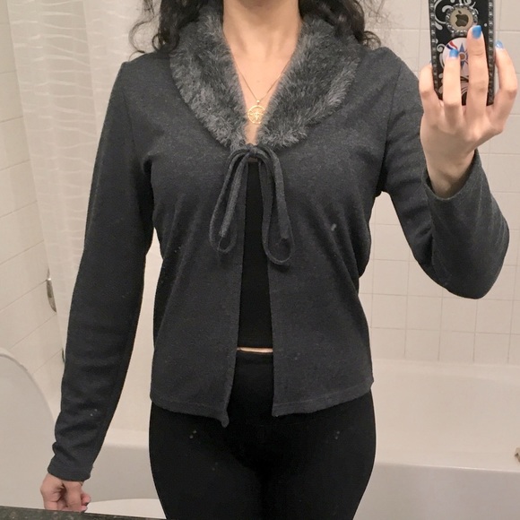 Vintage Fuzzy Soft Fur Collar Sweater Top - Picture 3 of 4